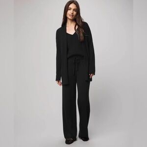 Halogen 100% cashmere grey Cardigan open ribbed size s/M long cozy warm winter